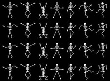 Halloween Dancing Skeletons 28 pcs 1 Inch White Fused Glass Decals