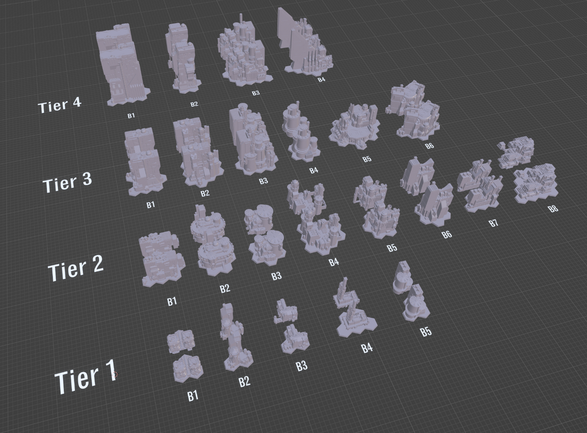 3D Print of Sci-Fi Building 19 with Hex Base SFHB019 by MechMasterMechanic