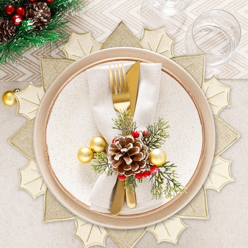 Christmas Placemats Set of 6 Christmas Decorations Indoor Round Christmas Pla... - Picture 4 of 7