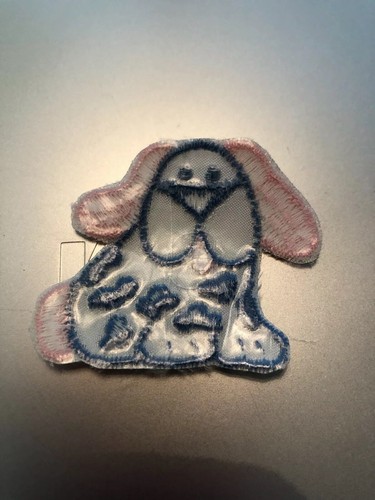 Vintage Embroidered Pink And Blue Puppy Dog Iron On Patch - Picture 3 of 5