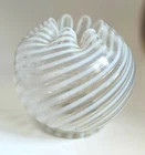 Vintage Fenton Art Glass White Optic Swirl Vase Bowl