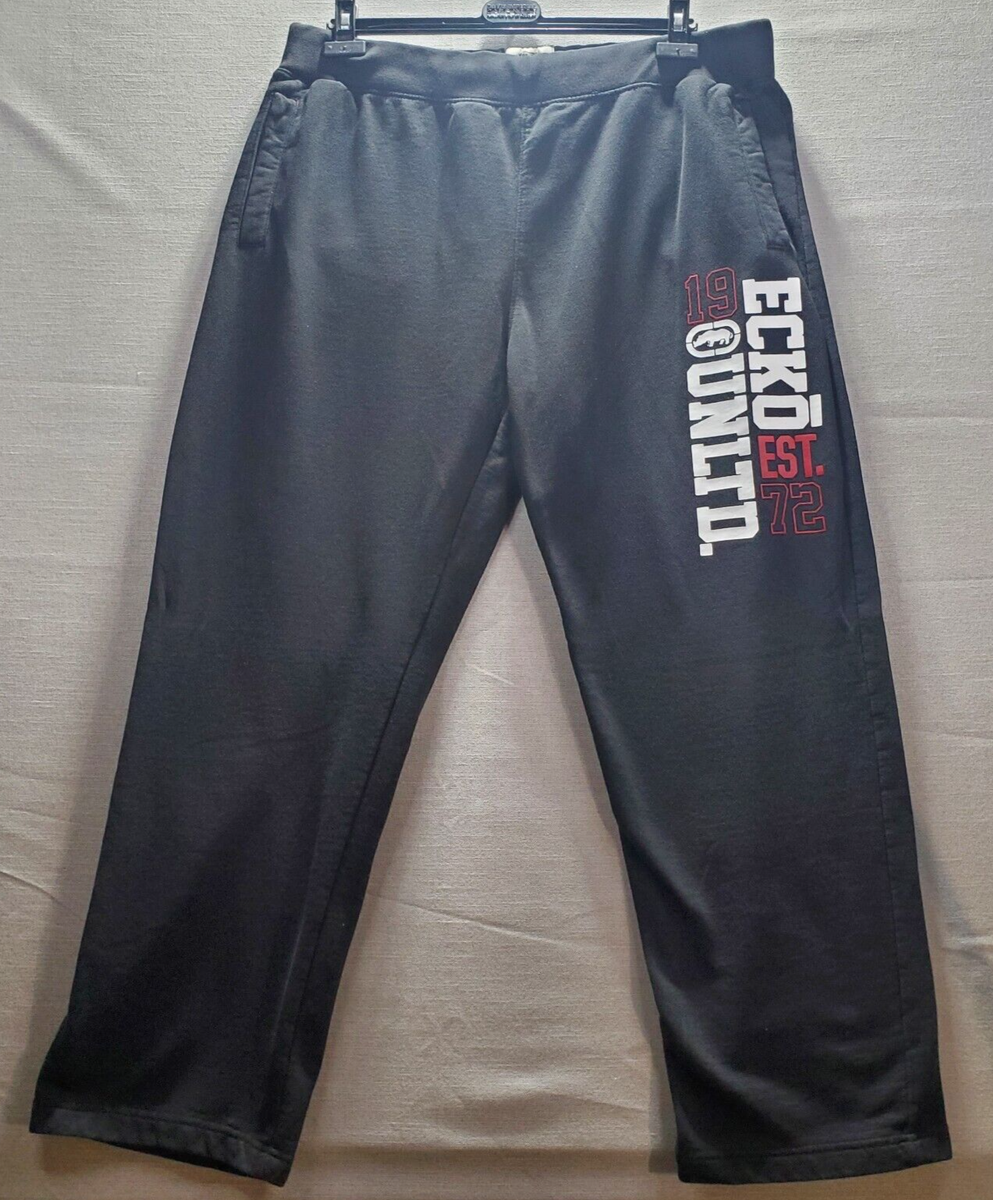 Vintage ECKO UNLTD Sweatpants Joggers Mens 2XL Black Puff Print