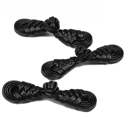 10 Pairs Frog Closure Chinese Knots Button PU Faux Leather Sewing Cheongsam Chic - Picture 2 of 11