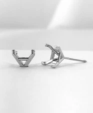 14K White Gold Stud Earring Finding Mounting Setting Princess Martini Screw Back