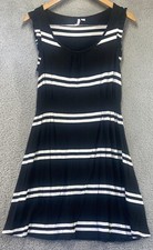 ELLE Womens Black White Striped Sleeveless Knee Length Summer Dress Size Medium