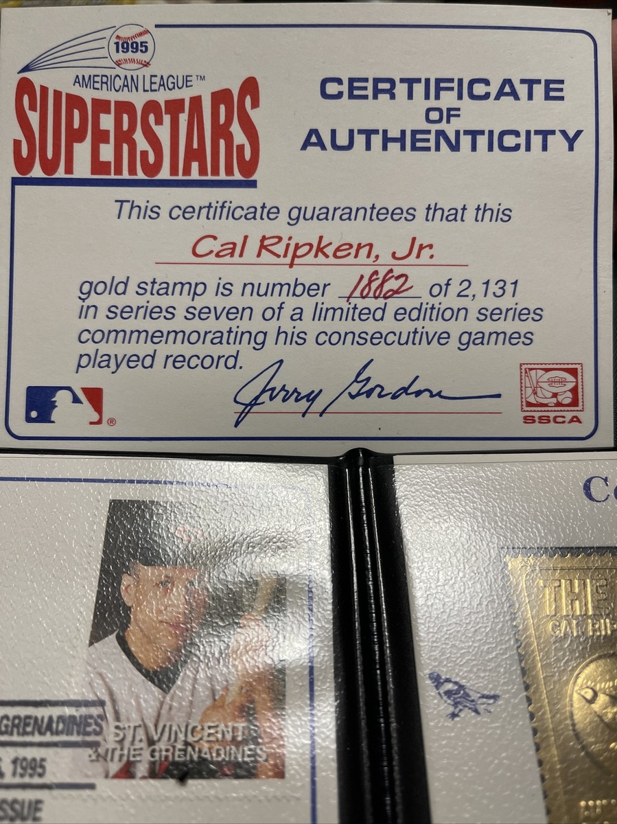 Cal Ripken Jr 23k Gold Stamp 1995 American League Superstars