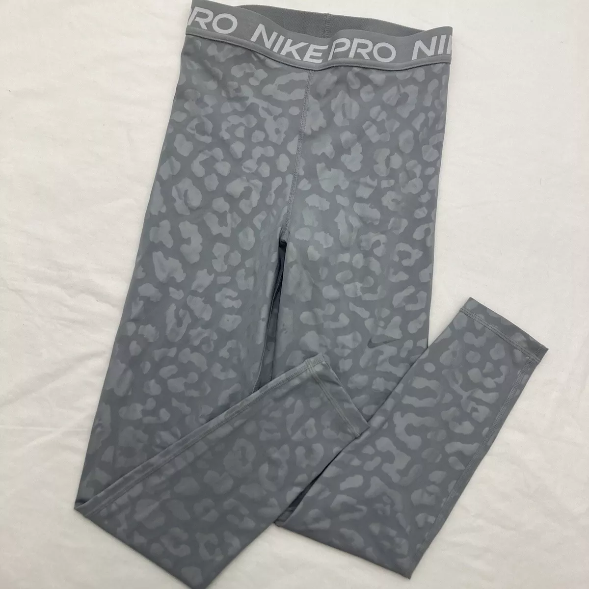 Nike Pro Tonal Leopard Print Leggings Gray XS