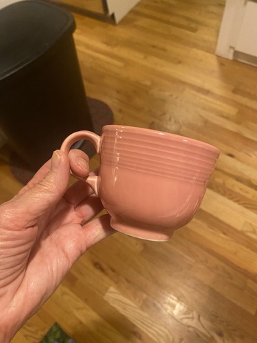 Vintage Fiestaware HLC Tea Coffee Cups Rose Pink & Blue Homer Laughlin Mug Set 2 - Picture 7 of 8