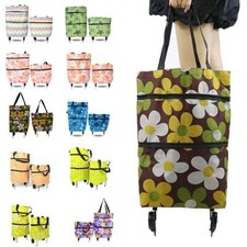 Folding Reusable Grocery Shopping Eco Trolley Bags Large Pull Cart with Wheels