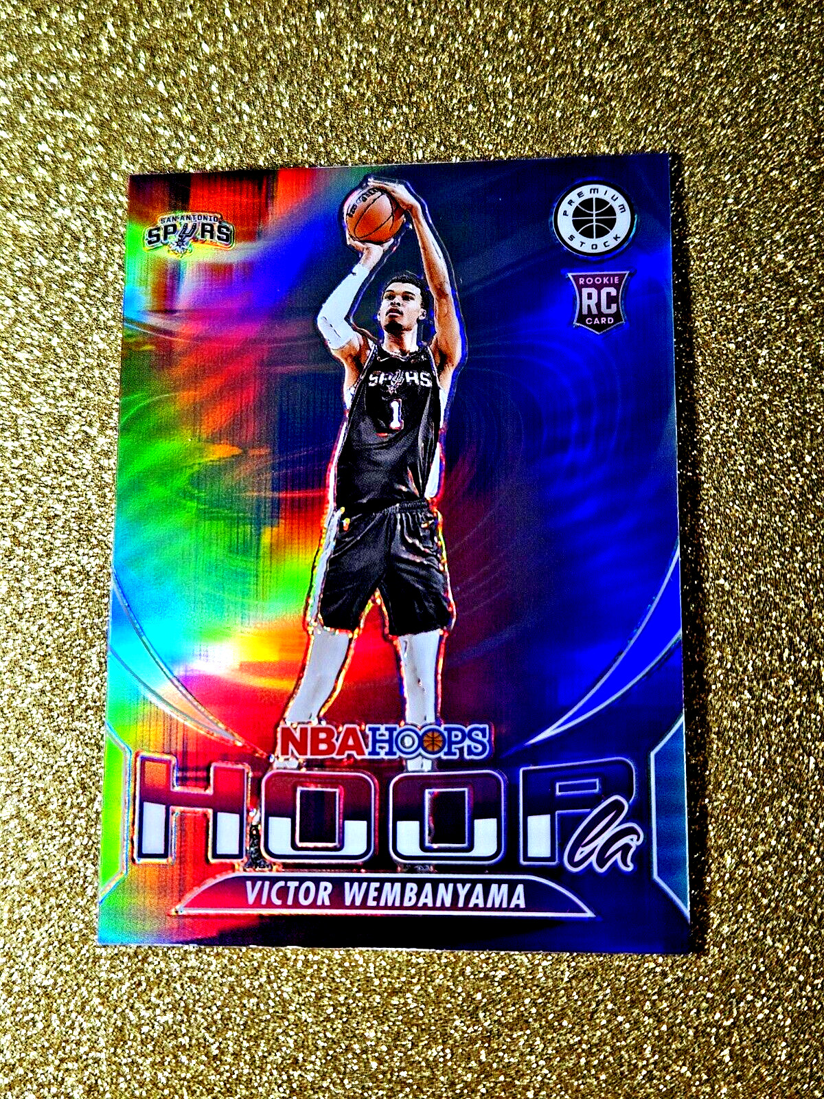2023-24 NBA Hoops Premium Stock Victor Wembanyama Silver Prizm Hoopla RC #5 MINT view 12