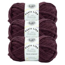  3 Pack Lion Brand Yarn 155-189M Feels Like Butta Thick  Quick, Vineyard Wine