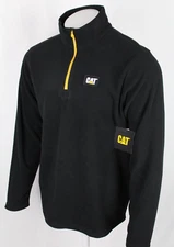 CAT Caterpillar Men's Fleece Jacket 1/4 Zip Microfleece Black Yellow 1030010