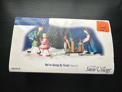 Dept. 56  Snow Village  We're Going By Train #56.55218 2 Pc. Set Department 56