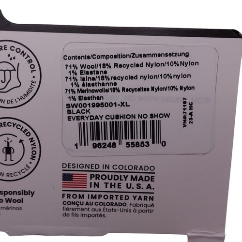 NWT Smartwool Everyday Cushion No Show Socks Sz XL Black Merino Wool Blend 1-Pr - Picture 8 of 8