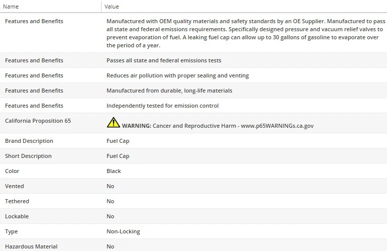MotoRad MGC843 Fuel Tank Cap for MERCEDES-BENZ CL500 1997 V8-5.0L - Image 2 of 4
