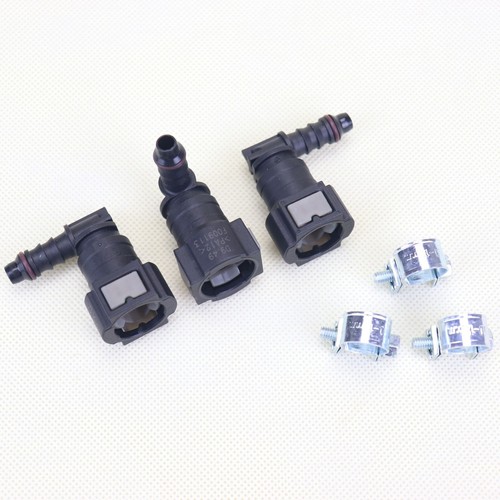 3PCS 90 Deg Elbow SAE 9.49 Fuel Line Quick Release Connector Nylon Hose ID 1/4" - Foto 4 di 6