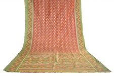 FNC Vintage Pink Sambalpuri Ikat Sarees Handwoven Art Silk Sari Fabric Antique
