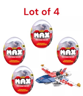 Lot of 4 Zuru Max Build More Mystery Eggs Toy Building Blocks Mystery Build