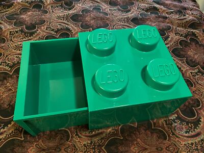 LEGO Hard Plastic Stackable Storage Brick Container Green Drawer 10x10x8