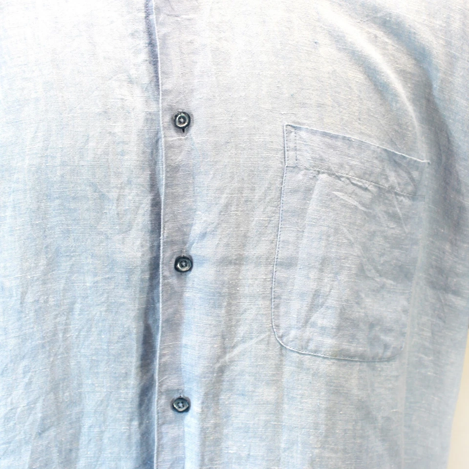 Donald J. Trump Signature Collection Blue 100% Linen Short Sleeve Shirt Large - Image 3 of 4