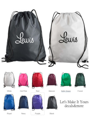 CURSIVE NAME PERSONALIZED CUSTOM DRAWSTRING BACKPACK CINCH SAC