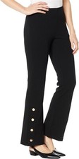 Nina Leonard High Tech Crepe Bootcut Pant Button Black S NWOT 643 