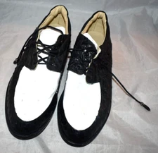 Max Leather Inc Men's Size 12 Black / White Genuine Ostrich Golf Shoes No Box