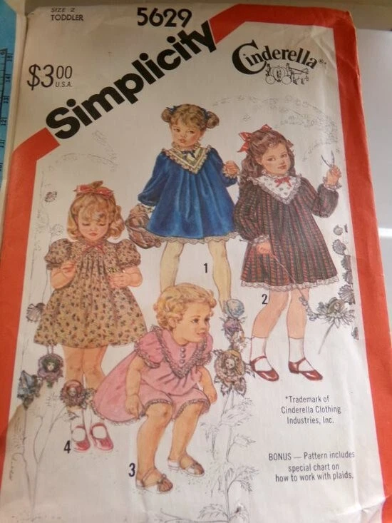 SIMPLICITY Vintage CINDERELLA Collection Patterns 1981 Lil Girls Frilly Dresses - Image 4 of 4