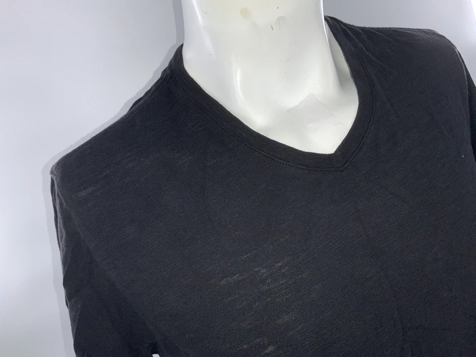Vince Slub Short Sleeve V Neck T Shirt M Men Black Cotton Md Peru YGI I2-249 - Image 3 of 4