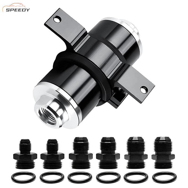 Filter 80an 100 Micron Inline Fuel Filter w/ 6AN 8AN 10AN Fitting E85 Adapter Fuel ...