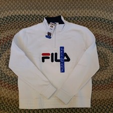 NWT-FILA Ladies LG 1/4 Zip High Neck Sweatshirt White w/FILA on Front-LongSleeve