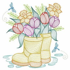 Tulips Garden SPRING EMBROIDERED 10 QUILT BLOCKS Beautiful Set  