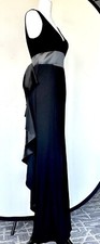 Adrianna Papell Draped Back Satin Bow Crepe Gown Retail 199 Size 2 Black