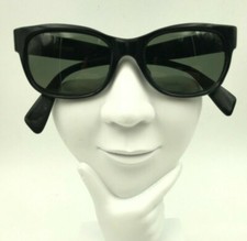 Vintage Errebi Black Oval Horn-Rimmed Sunglasses Eyeglasses Frames