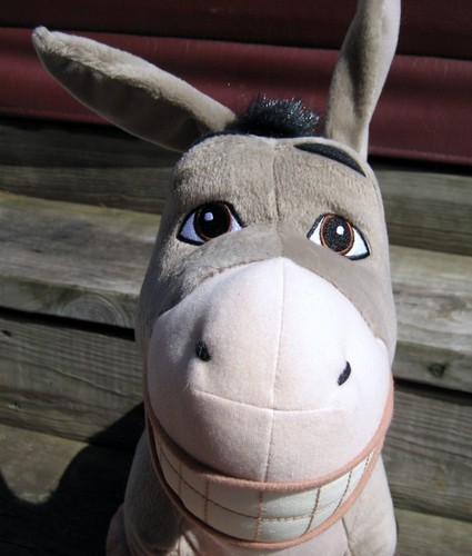 shrek 2 donkey~jumbo stuffed plush~hasbro 2004~21" long~very