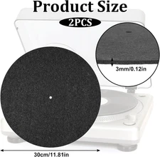 2 Pcs Record Player Mat, Turntable Platter Mat, 12 Inch 3Mm Turntable Slipmat...