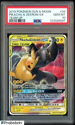 2019 Pokemon Sun & Moon Team Up #33 Pikachu & Zekrom GX PSA 10 GEM MINT