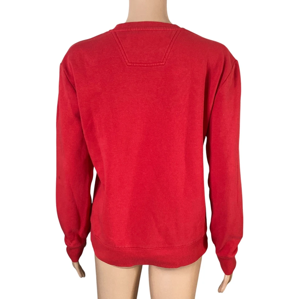 Calvin Klein Sweatshirt Small Chenille Monogram Logo Fleece Pullover Red BLK - Image 2 of 4
