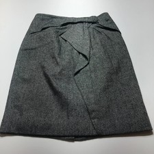 Banana Republic Skirt Womens 0 Gray Wool Blend Stretch Ruffle Knot Front Pencil