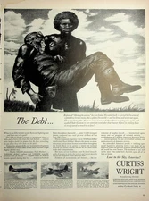 Original 1944 Vintage Print Ad: Look to the Sky, America! CURTISS WRIGHT