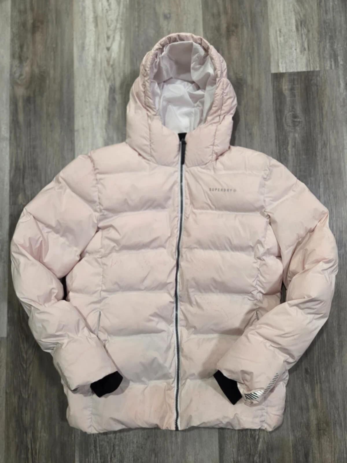 Light Pink Superdry Puffer Jacket Coat Men's L