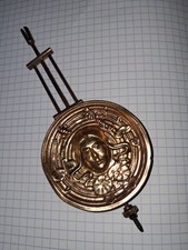 BALANCIER ANCIEN HORLOGE PENDULE ART NOUVEAU FEMME 1900 FLEURS CUIVRE LAITON