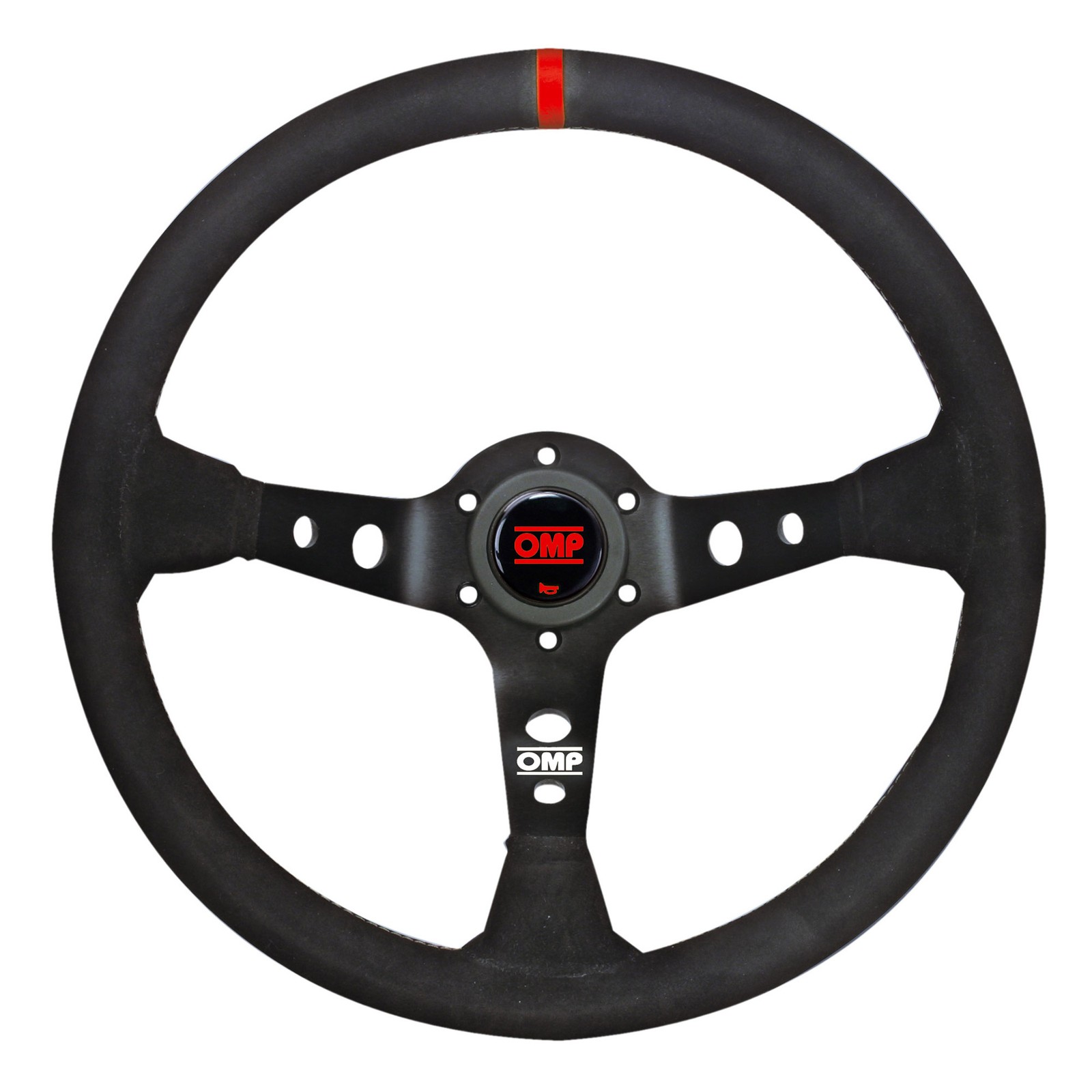 OMP Corsica Competition 350mm Dia Steering Wheel, Suede (Black, Red Band)