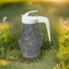 Vintage Anchor Hocking Star of David Prescut Glass Small Syrup Pitcher 6.5"