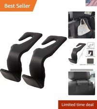Headrest Hooks for Car, Back Seat Organizer Black Leather Hanger Holder Hook,...