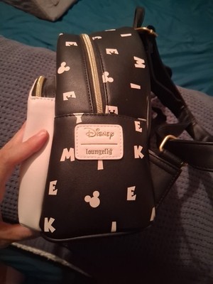 Loungefly Disney Mickey Mouse Mini Backpack Black & White Front Mickey Graphic