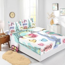 Romantic Bed Decor, Adult, Boy, Girl, 1 Fitted Sheet  2 Pillowcases for T