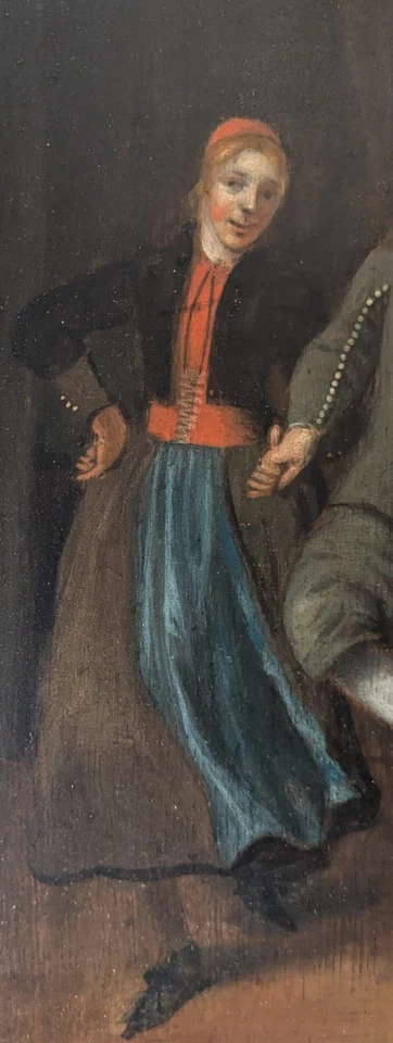 Johann Daniel Bager zug, Bauerntanz, signiert, um 1780, Öl auf Holz, Prunkrahmen - Bild 3 von 4