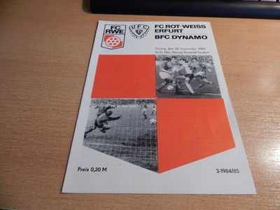 Programm Programmheft DDR Oberliga 1984  Rot Weiss Erfurt  - BFC Dynamo Berlin