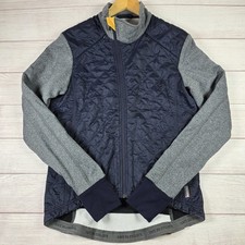 Café du Cycliste Womens Navy Gray Heidi Quilted Cycling Jacket Performance Sz L